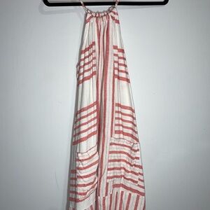 Old Navy Red and White Striped Midi Dress
